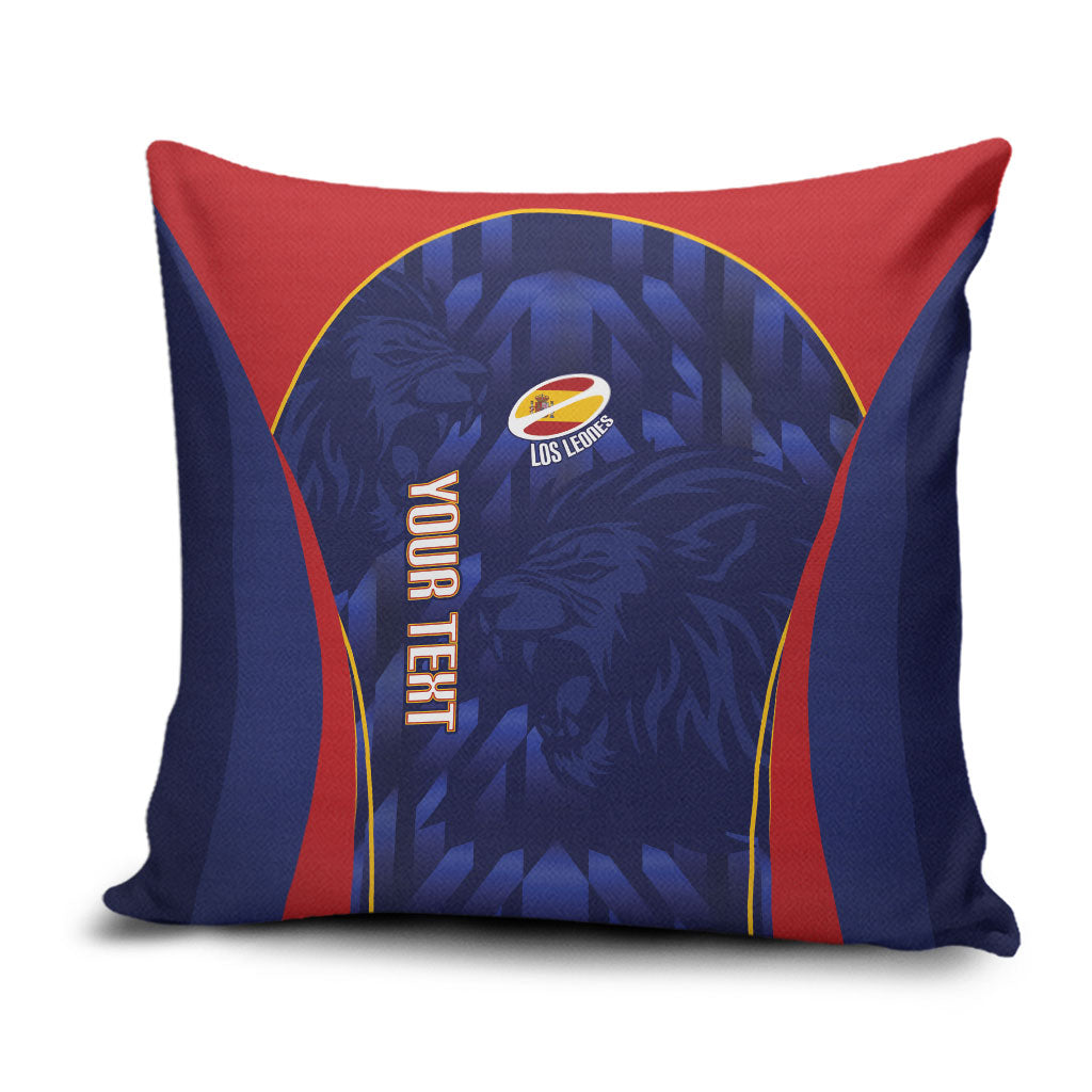 Custom Spain Rugby 2026 Pillow Cover Vamos Los Leones Blue Version