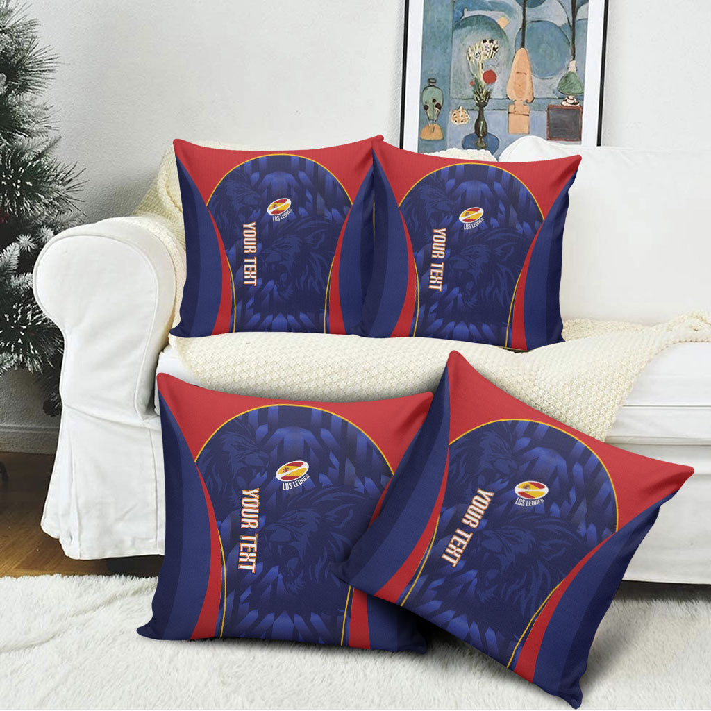 Custom Spain Rugby 2026 Pillow Cover Vamos Los Leones Blue Version