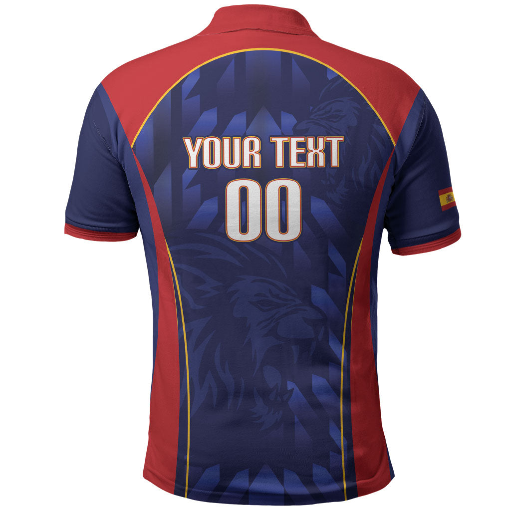 Custom Spain Rugby 2026 Polo Shirt Vamos Los Leones Blue Version
