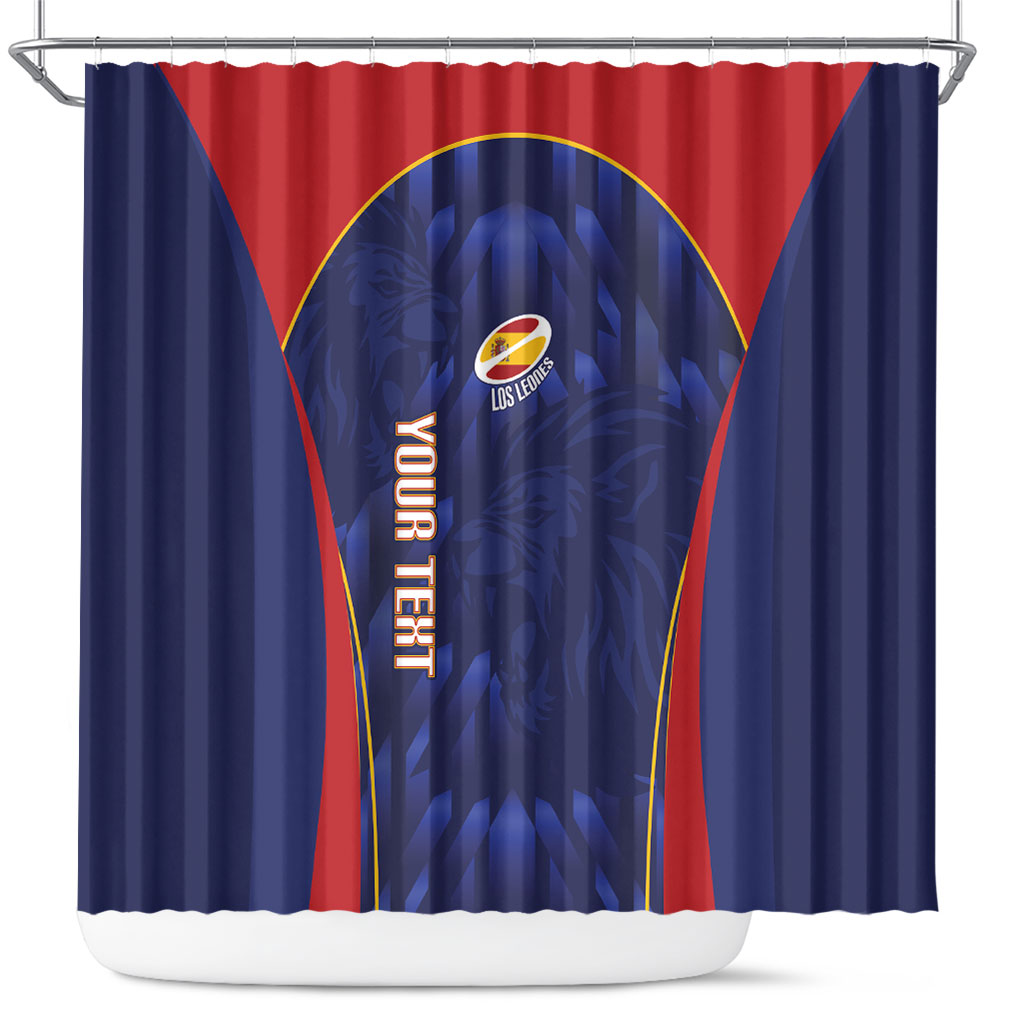Custom Spain Rugby 2026 Shower Curtain Vamos Los Leones Blue Version