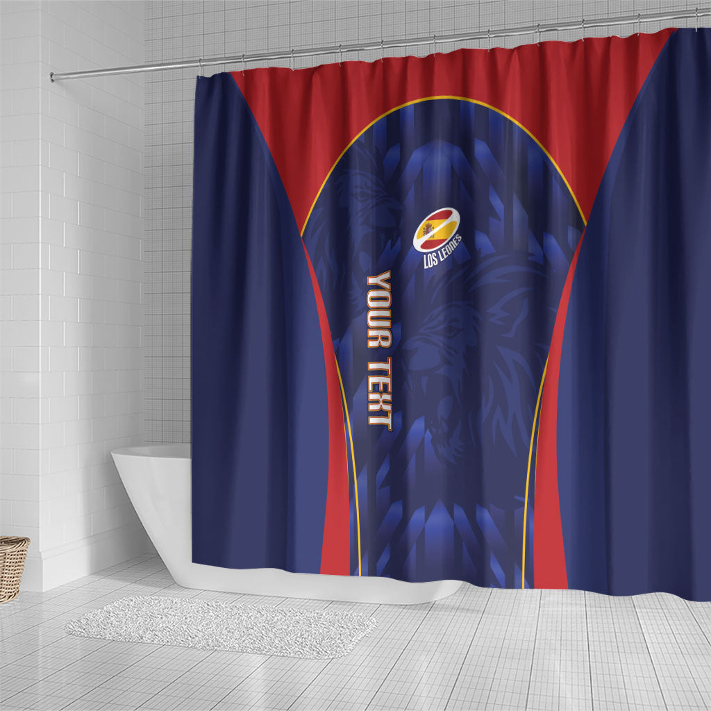 Custom Spain Rugby 2026 Shower Curtain Vamos Los Leones Blue Version
