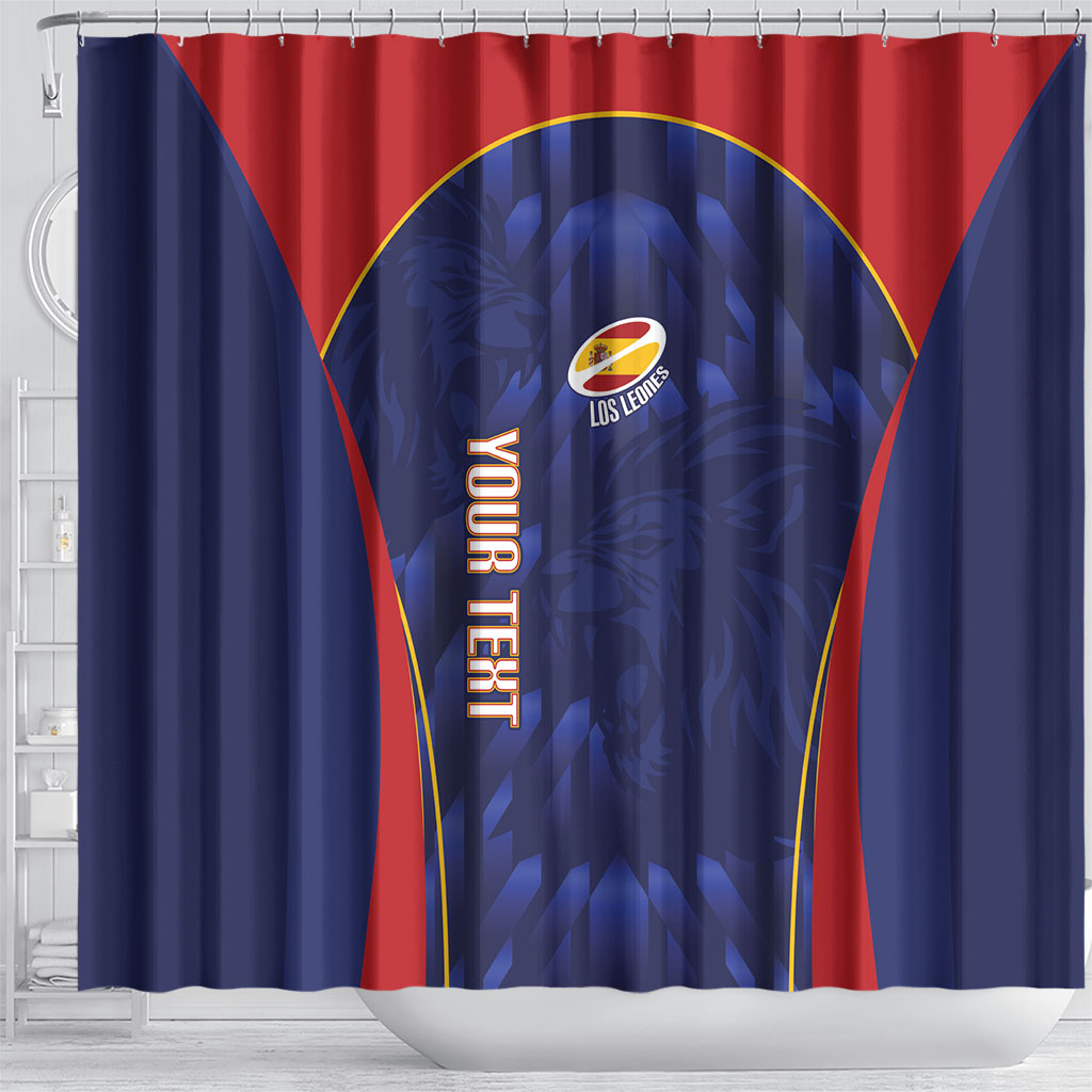 Custom Spain Rugby 2026 Shower Curtain Vamos Los Leones Blue Version