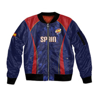 Custom Spain Rugby 2026 Sleeve Zip Bomber Jacket Vamos Los Leones Blue Version