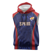 Custom Spain Rugby 2026 Sleeveless Hoodie Vamos Los Leones Blue Version