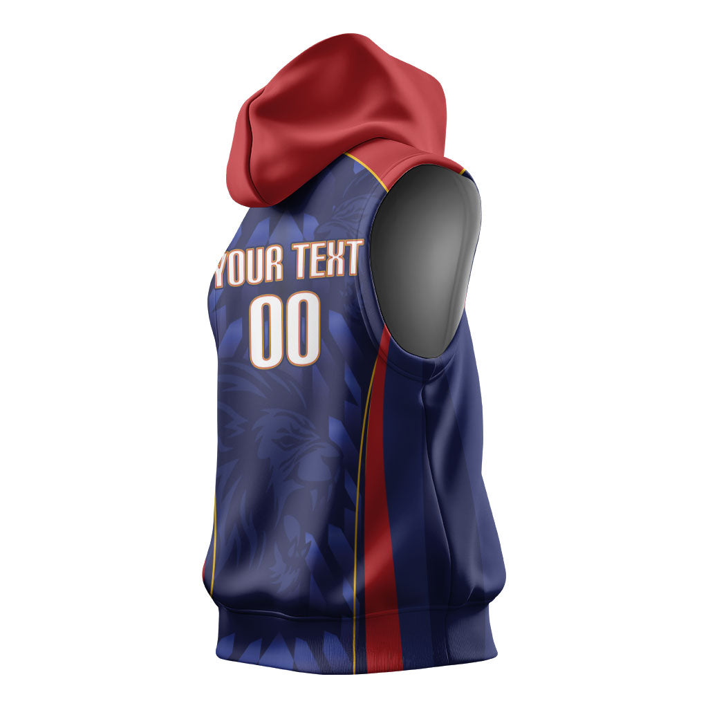 Custom Spain Rugby 2026 Sleeveless Hoodie Vamos Los Leones Blue Version