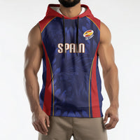 Custom Spain Rugby 2026 Sleeveless Hoodie Vamos Los Leones Blue Version