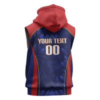 Custom Spain Rugby 2026 Sleeveless Zip Hoodie Vamos Los Leones Blue Version