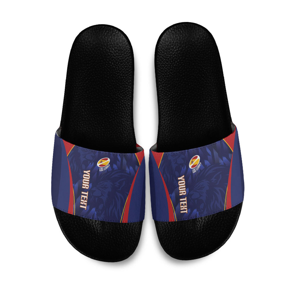 Custom Spain Rugby 2026 Slide Sandals Vamos Los Leones Blue Version