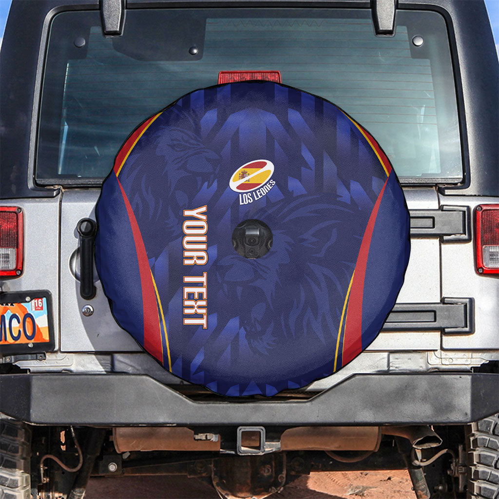 Custom Spain Rugby 2026 Spare Tire Cover Vamos Los Leones Blue Version