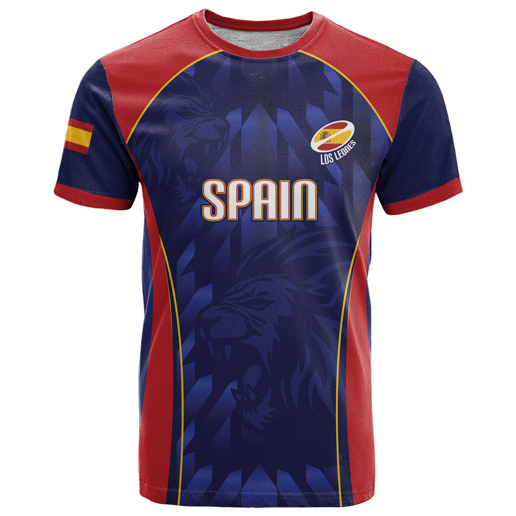 Custom Spain Rugby 2026 T Shirt Vamos Los Leones Blue Version