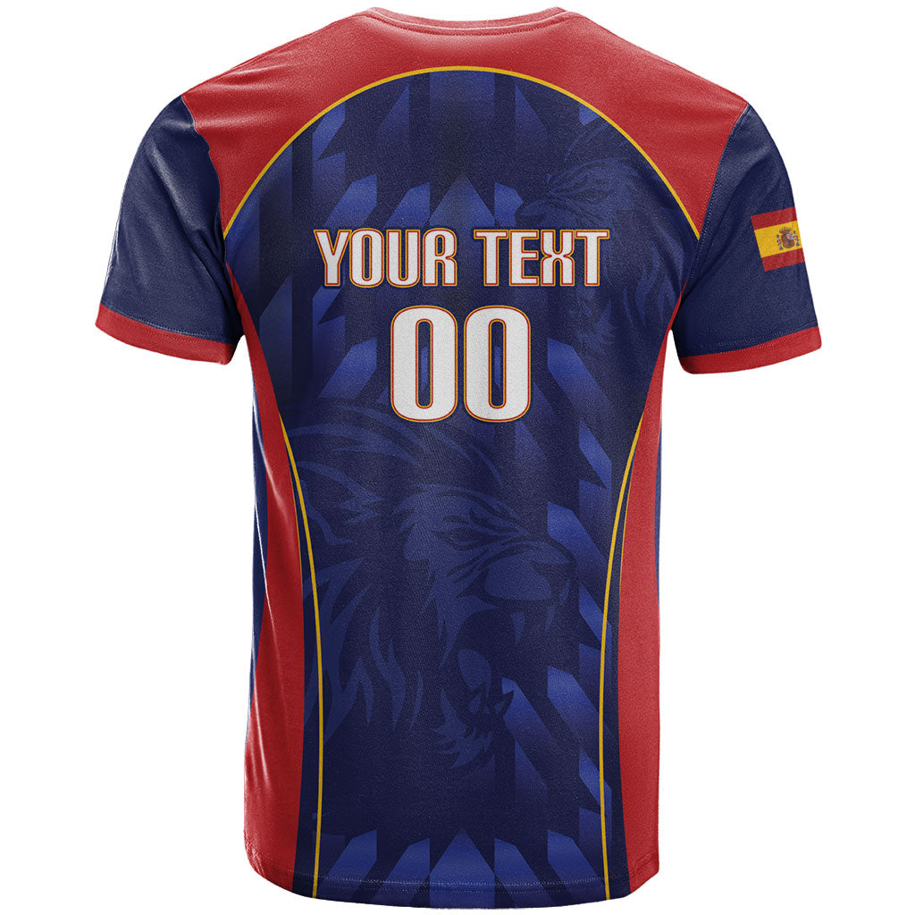 Custom Spain Rugby 2026 T Shirt Vamos Los Leones Blue Version