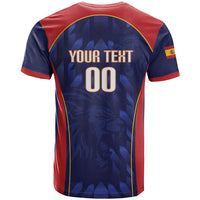 Custom Spain Rugby 2026 T Shirt Vamos Los Leones Blue Version