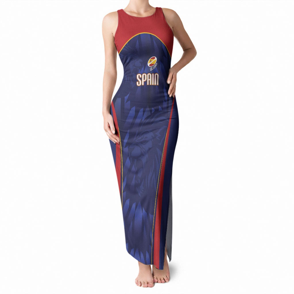Custom Spain Rugby 2026 Tank Maxi Dress Vamos Los Leones Blue Version