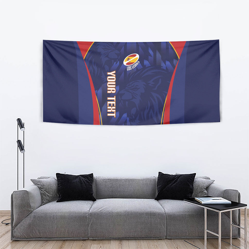 Custom Spain Rugby 2026 Tapestry Vamos Los Leones Blue Version
