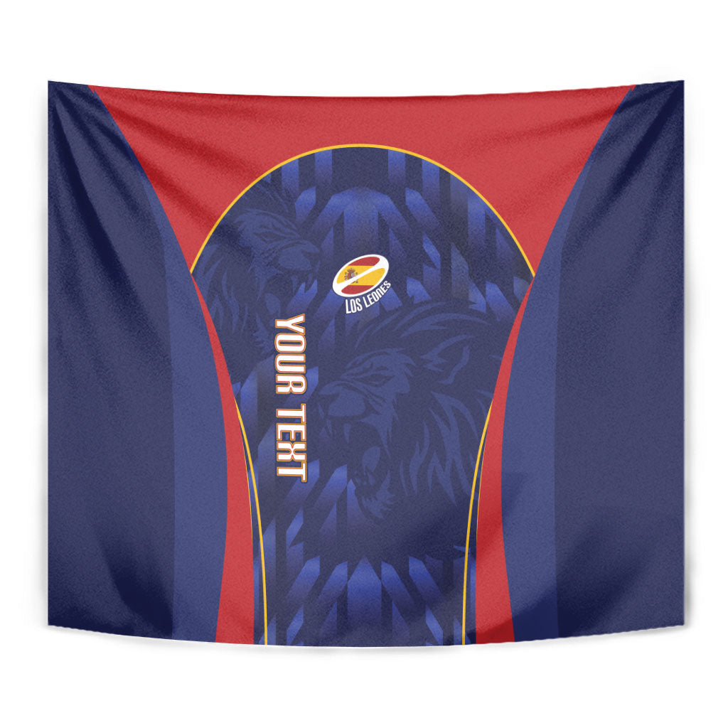 Custom Spain Rugby 2026 Tapestry Vamos Los Leones Blue Version