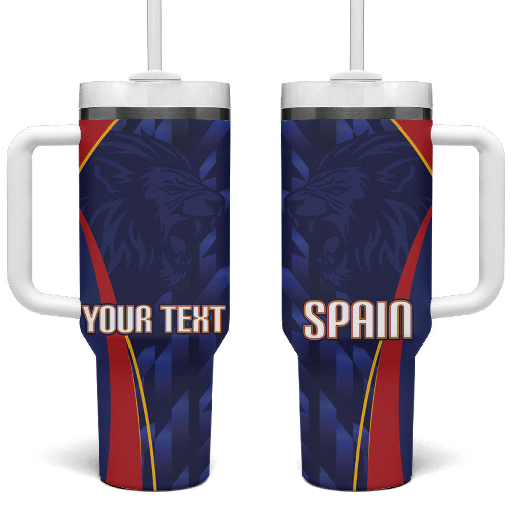 Custom Spain Rugby 2026 Tumbler With Handle Vamos Los Leones Blue Version