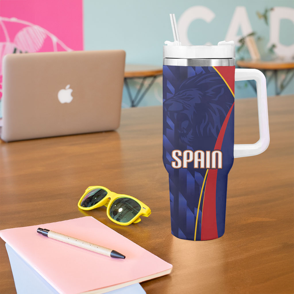 Custom Spain Rugby 2026 Tumbler With Handle Vamos Los Leones Blue Version