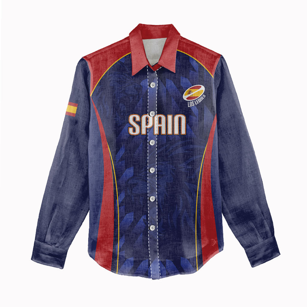 Custom Spain Rugby 2026 Women Casual Shirt Vamos Los Leones Blue Version