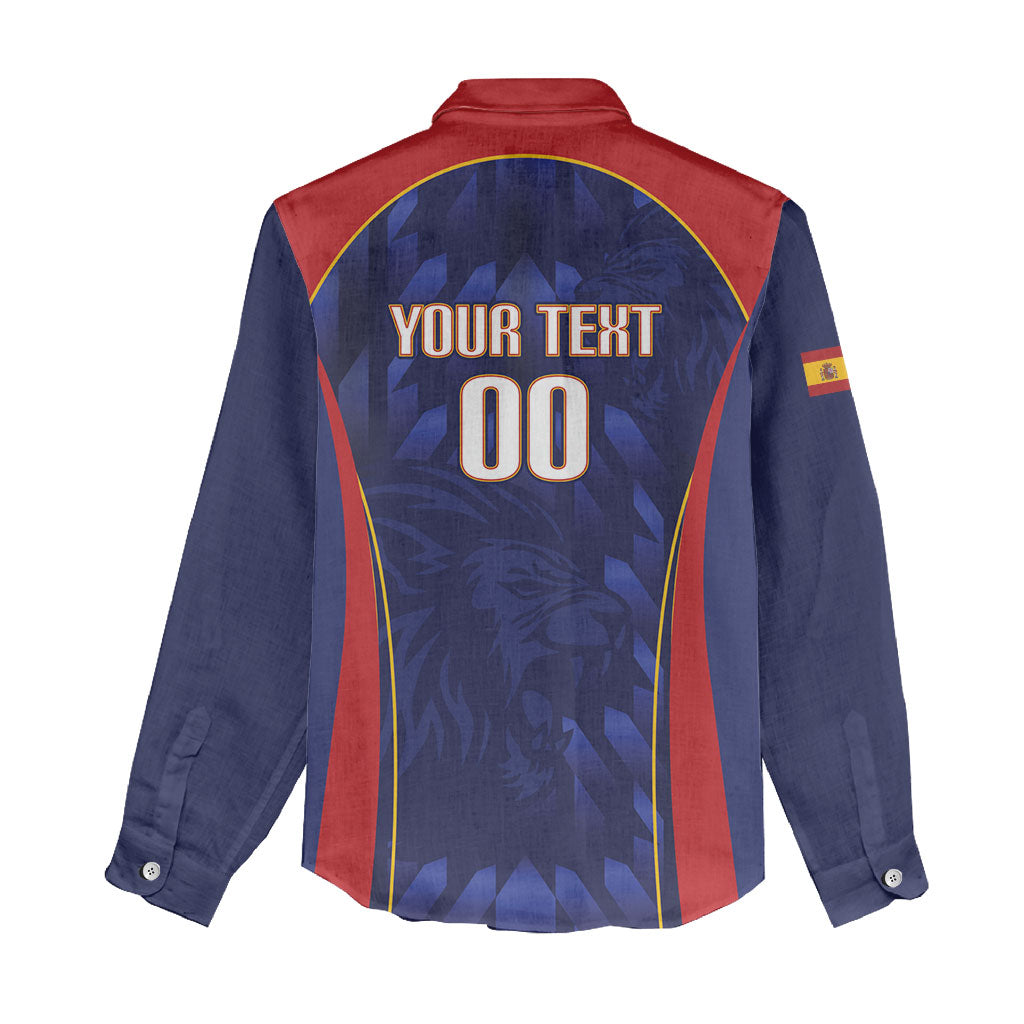 Custom Spain Rugby 2026 Women Casual Shirt Vamos Los Leones Blue Version