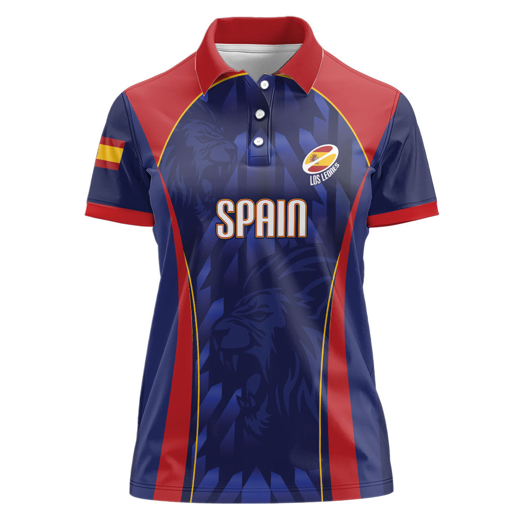 Custom Spain Rugby 2026 Women Polo Shirt Vamos Los Leones Blue Version