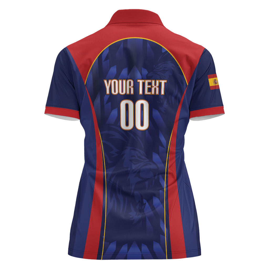 Custom Spain Rugby 2026 Women Polo Shirt Vamos Los Leones Blue Version