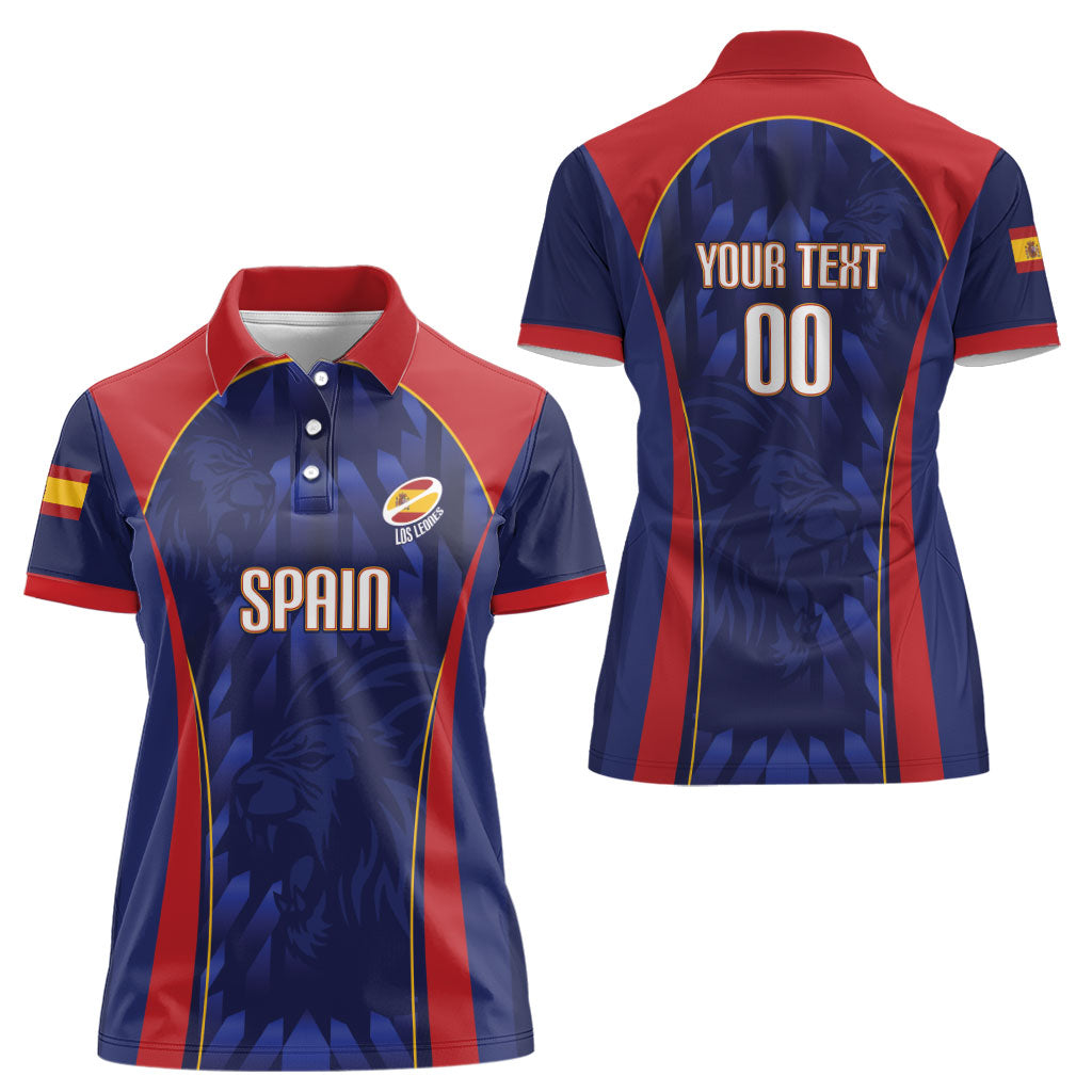 Custom Spain Rugby 2026 Women Polo Shirt Vamos Los Leones Blue Version
