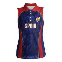 Custom Spain Rugby 2026 Women Sleeveless Polo Shirt Vamos Los Leones Blue Version