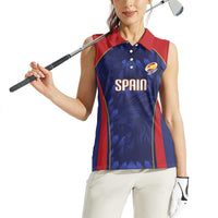 Custom Spain Rugby 2026 Women Sleeveless Polo Shirt Vamos Los Leones Blue Version