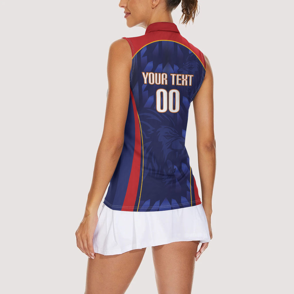 Custom Spain Rugby 2026 Women Sleeveless Polo Shirt Vamos Los Leones Blue Version