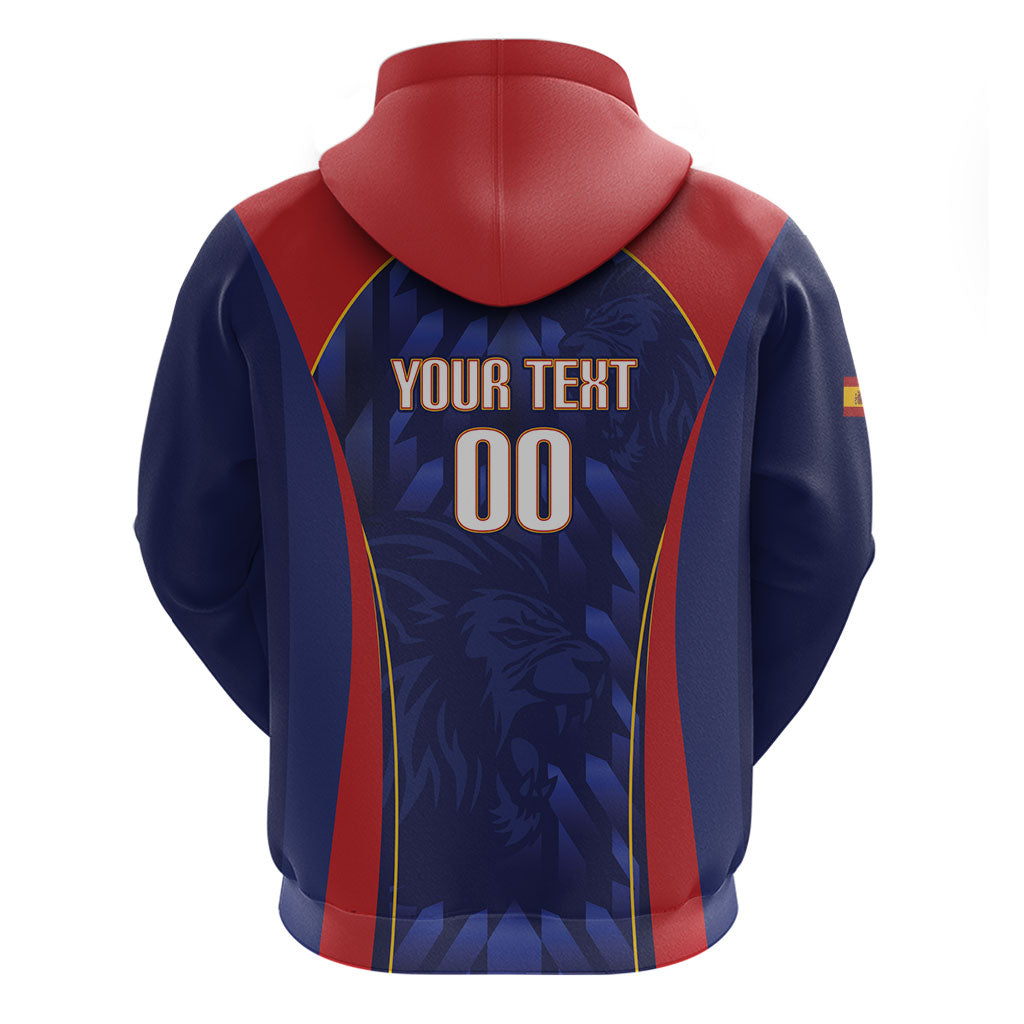 Custom Spain Rugby 2026 Zip Hoodie Vamos Los Leones Blue Version