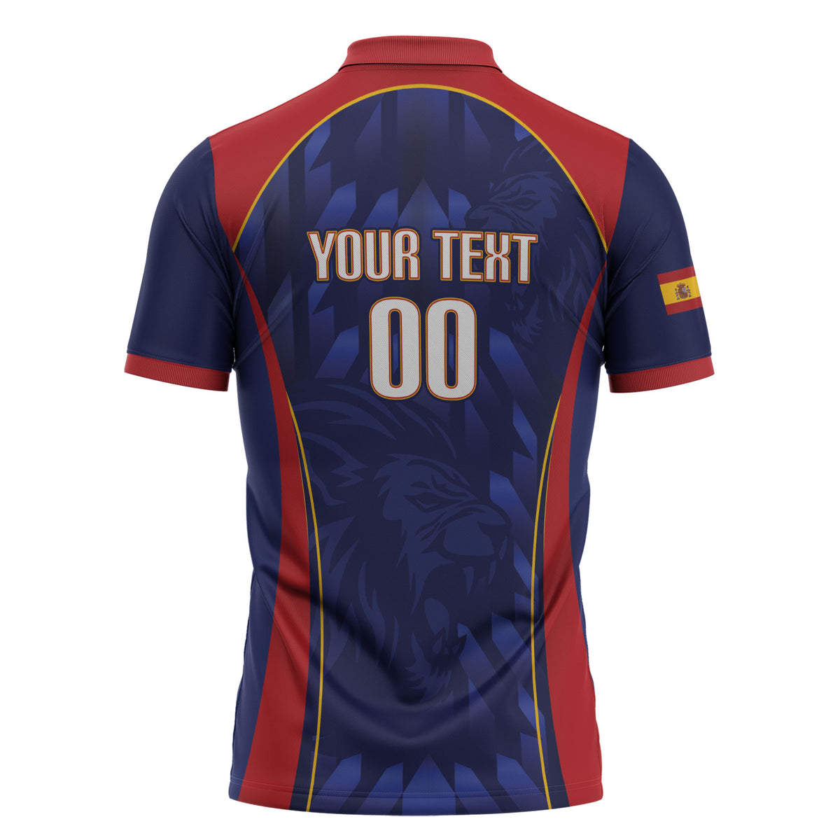 Custom Spain Rugby 2026 Zipper Polo Shirt Vamos Los Leones Blue Version