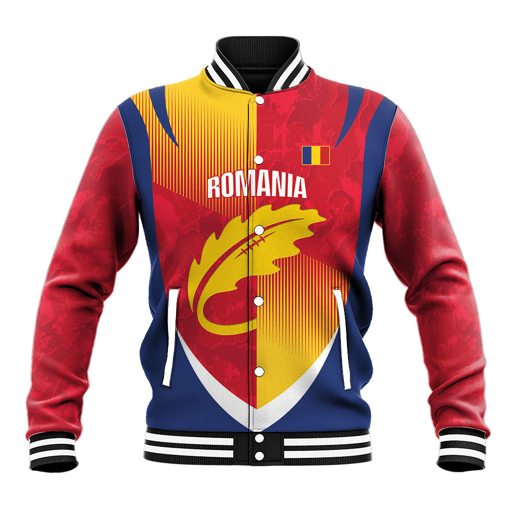 Custom Romania Rugby 2026 Baseball Jacket Stejarii Oak Leaf Symbol