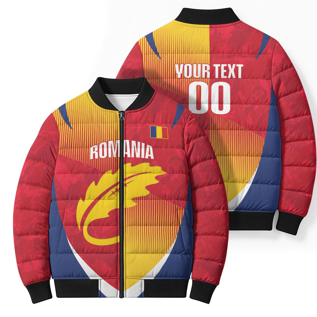 Custom Romania Rugby 2026 Bomber Puffer Jacket Stejarii Oak Leaf Symbol