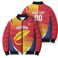 Custom Romania Rugby 2026 Bomber Puffer Jacket Stejarii Oak Leaf Symbol