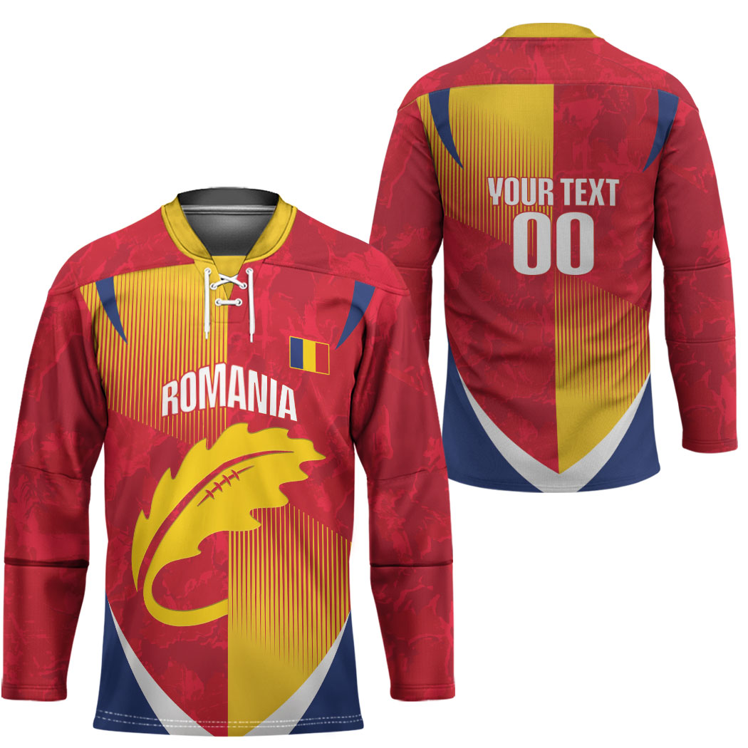 Custom Romania Rugby 2026 Hockey Jersey Stejarii Oak Leaf Symbol