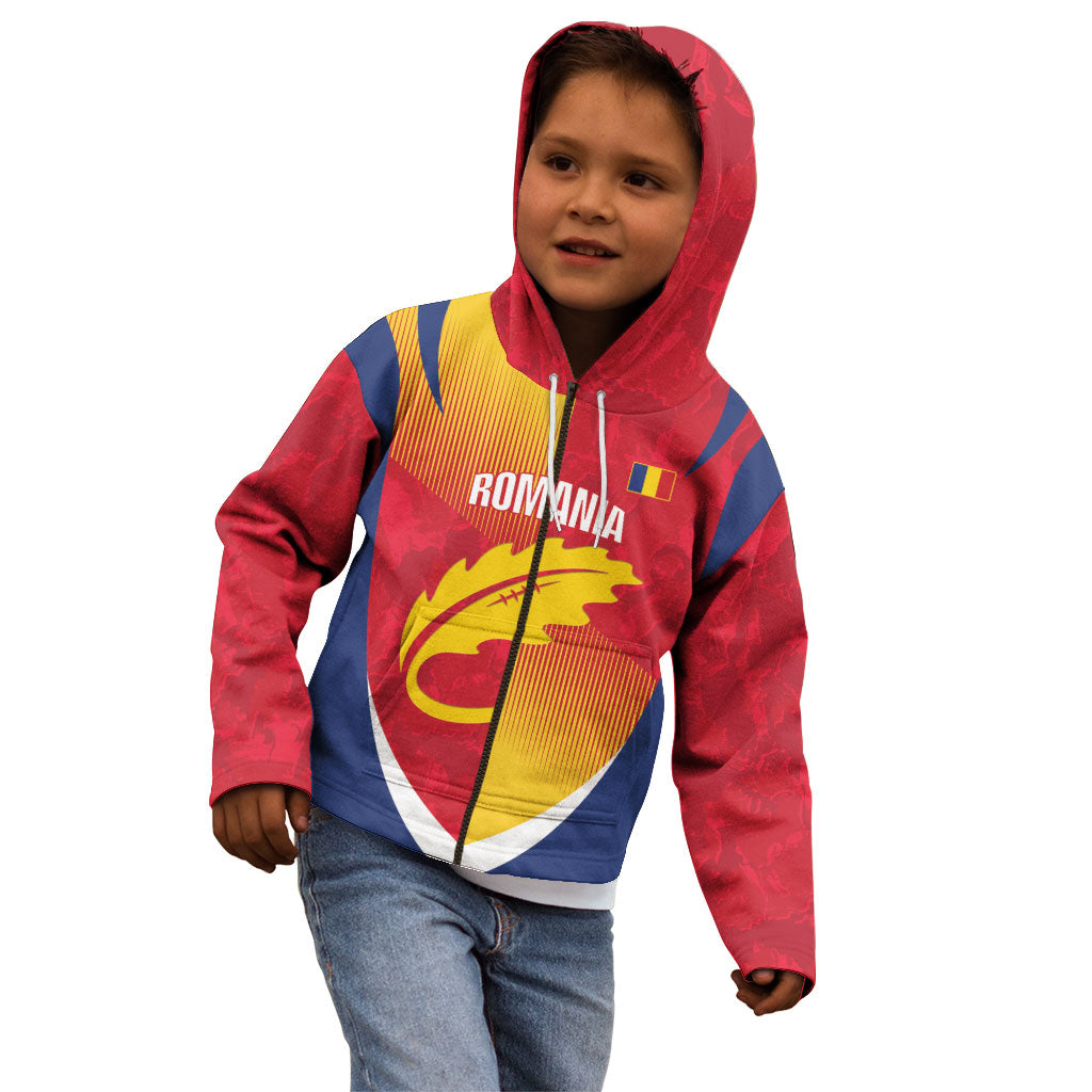 Custom Romania Rugby 2026 Kid Hoodie Stejarii Oak Leaf Symbol
