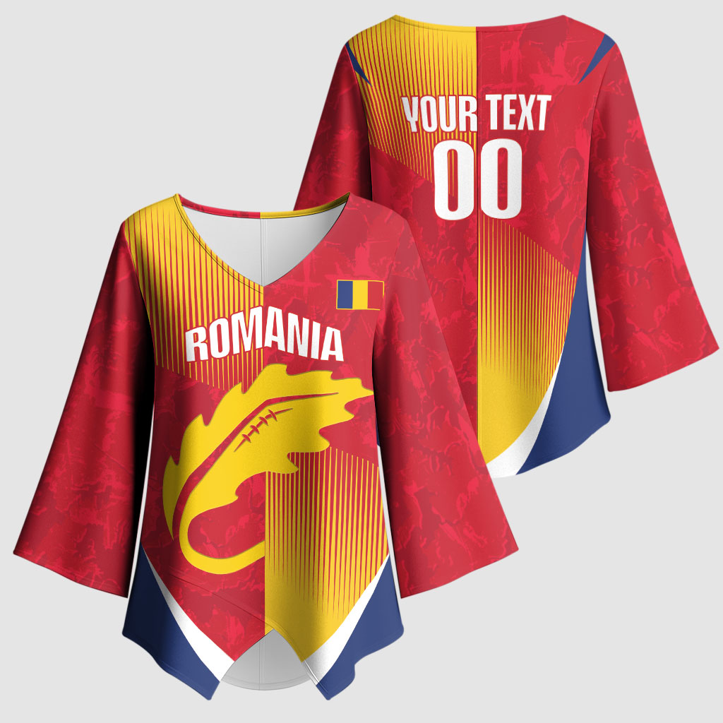 Custom Romania Rugby 2026 Kimono Sleeve Blouse Stejarii Oak Leaf Symbol