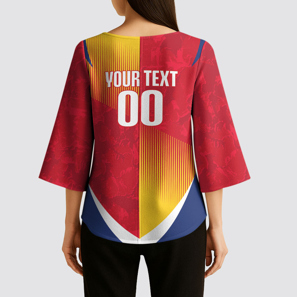 Custom Romania Rugby 2026 Kimono Sleeve Blouse Stejarii Oak Leaf Symbol