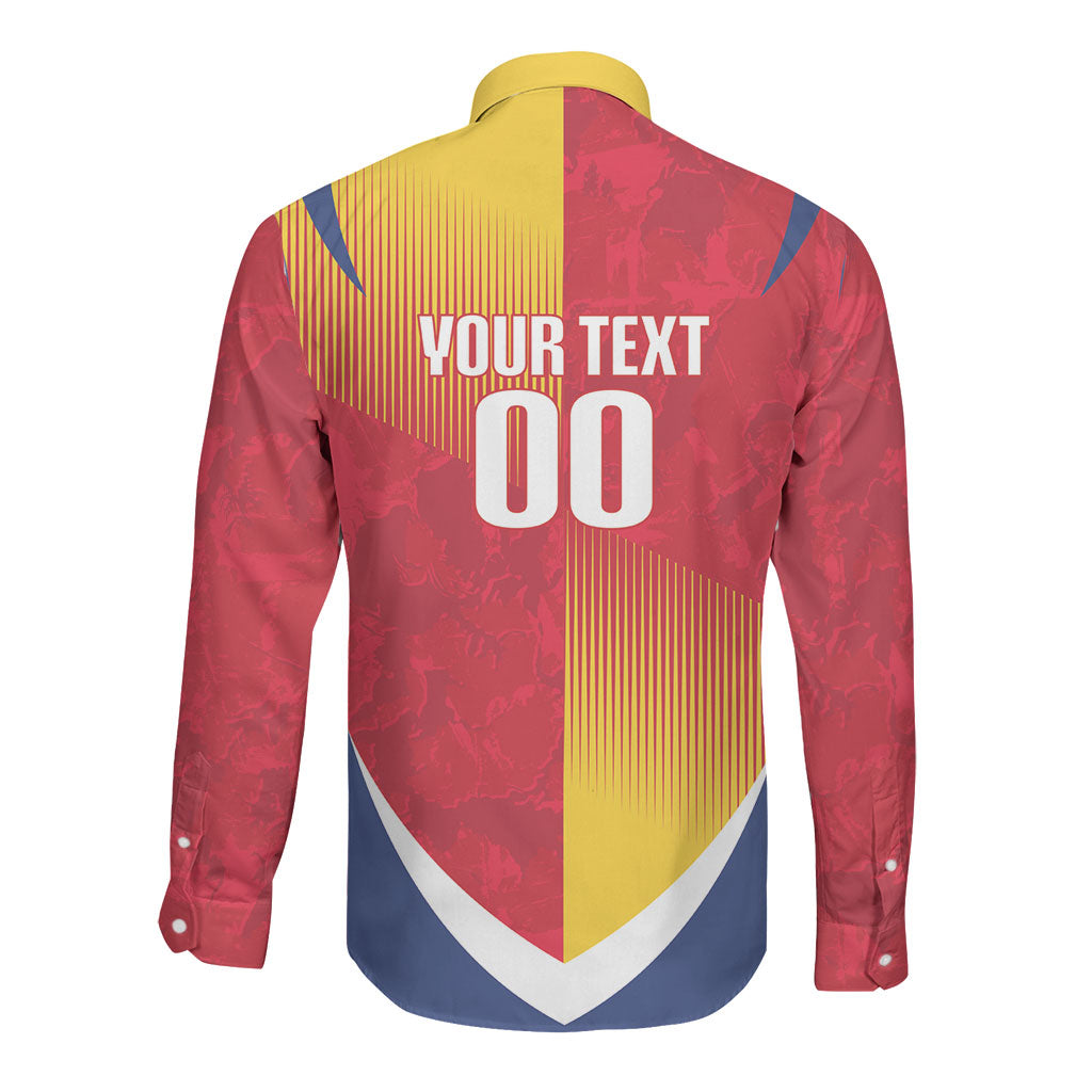 Custom Romania Rugby 2026 Long Sleeve Button Shirt Stejarii Oak Leaf Symbol