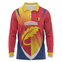 Custom Romania Rugby 2026 Long Sleeve Polo Shirt Stejarii Oak Leaf Symbol