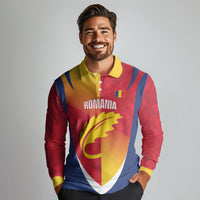 Custom Romania Rugby 2026 Long Sleeve Polo Shirt Stejarii Oak Leaf Symbol