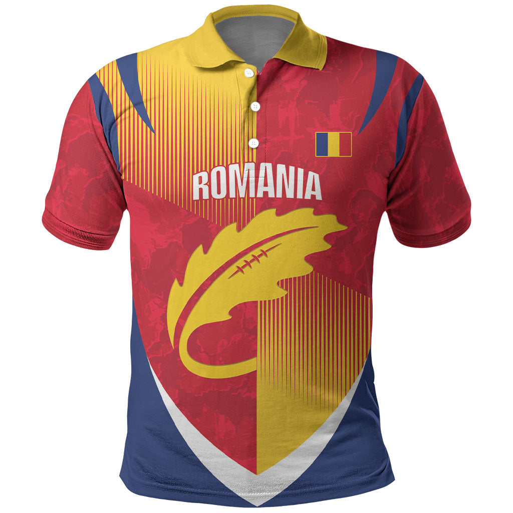 Custom Romania Rugby 2026 Polo Shirt Stejarii Oak Leaf Symbol
