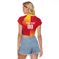 Custom Romania Rugby 2026 Raglan Cropped T Shirt Stejarii Oak Leaf Symbol