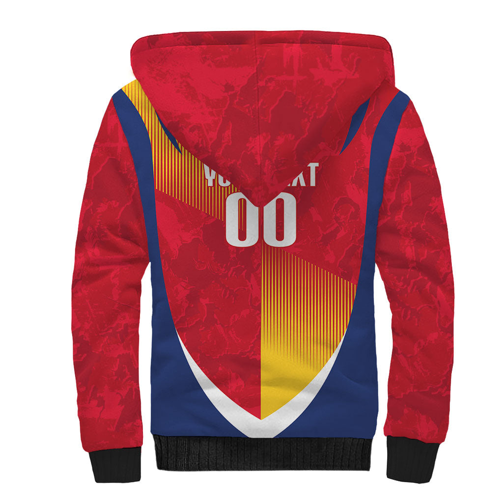 Custom Romania Rugby 2026 Sherpa Hoodie Stejarii Oak Leaf Symbol