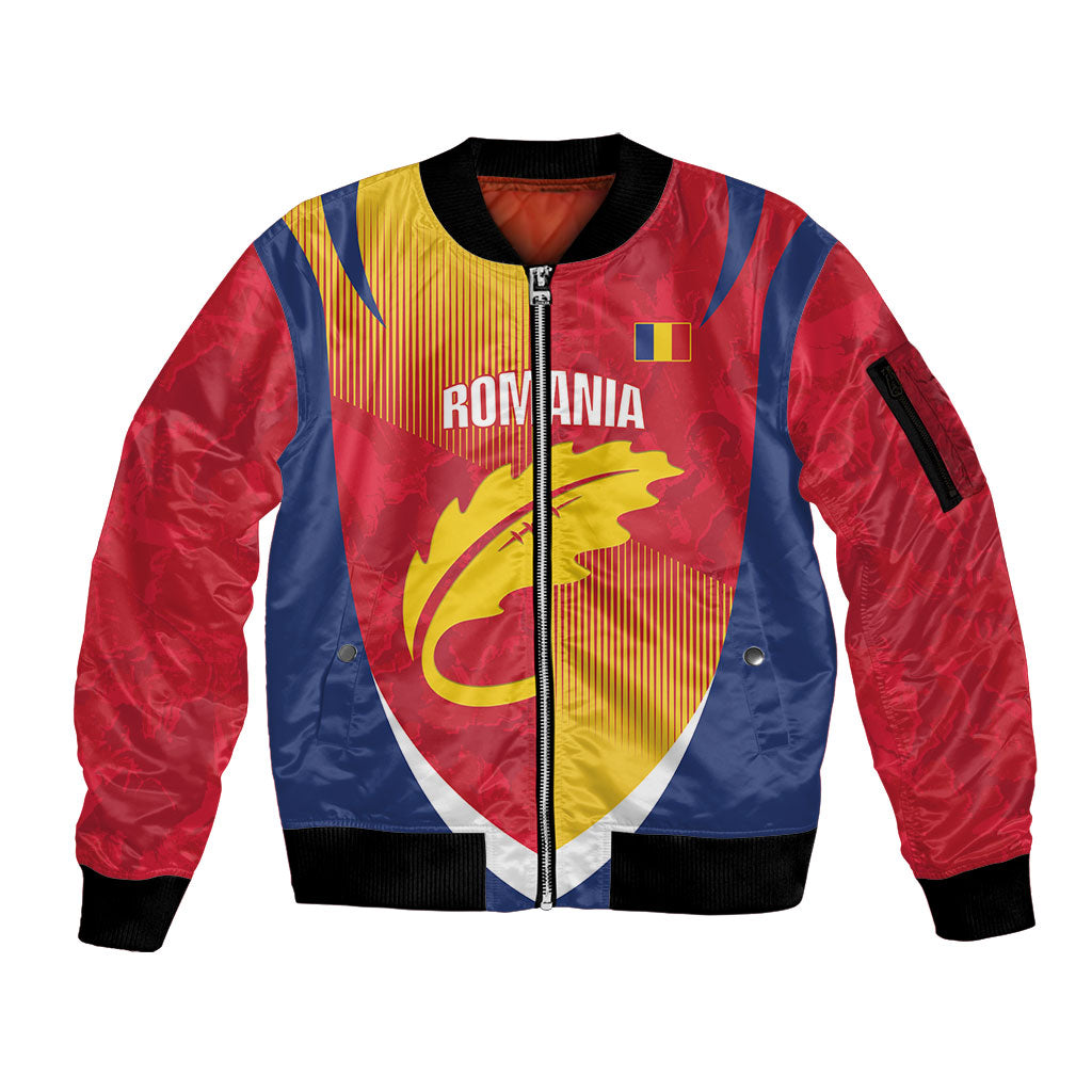Custom Romania Rugby 2026 Sleeve Zip Bomber Jacket Stejarii Oak Leaf Symbol