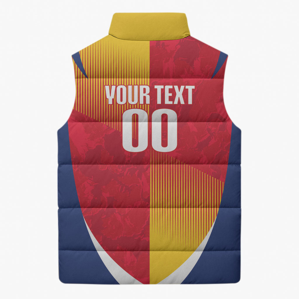 Custom Romania Rugby 2026 Sleeveless Puffer Jacket Stejarii Oak Leaf Symbol