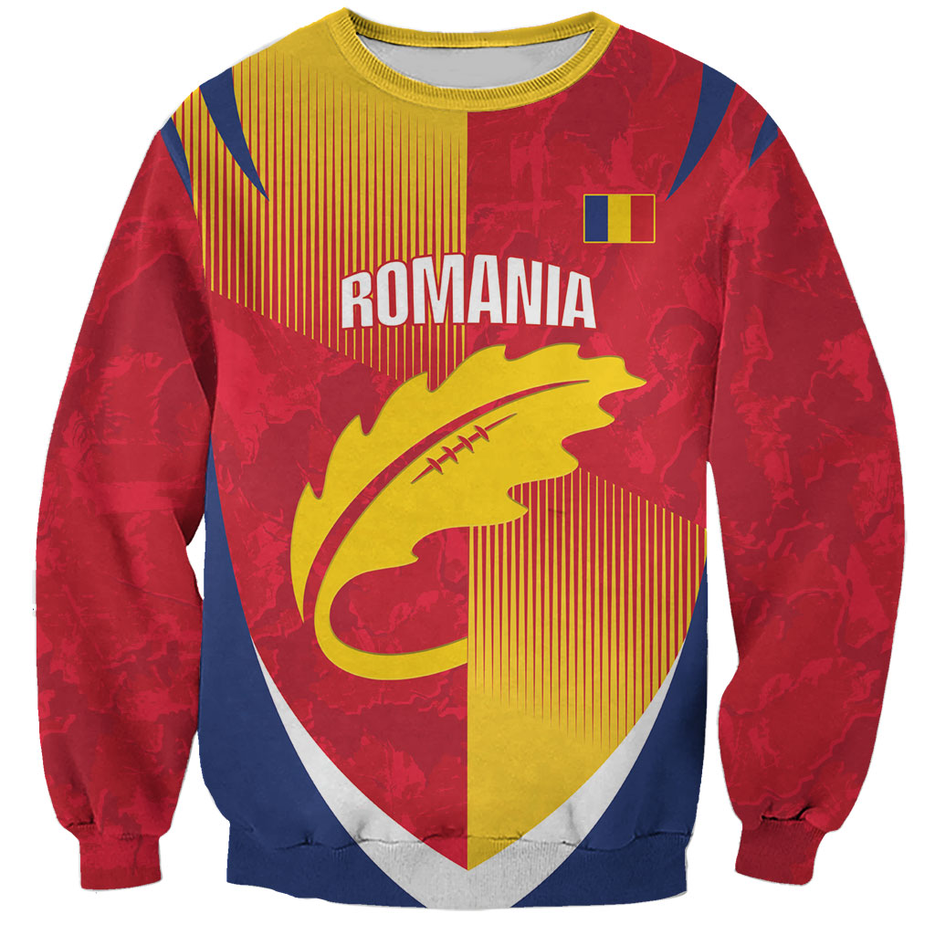 Custom Romania Rugby 2026 Sweatshirt Stejarii Oak Leaf Symbol