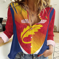 Custom Romania Rugby 2026 Women Casual Shirt Stejarii Oak Leaf Symbol