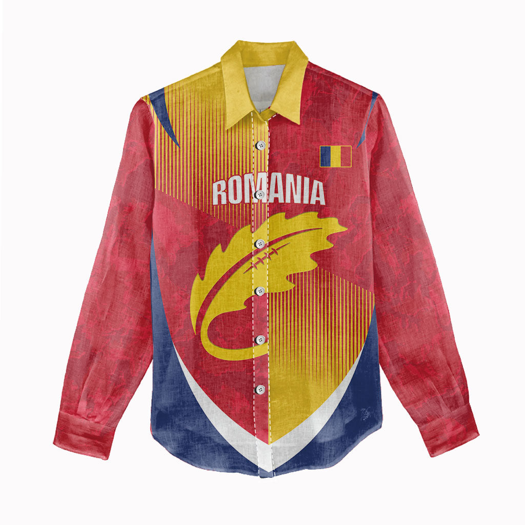 Custom Romania Rugby 2026 Women Casual Shirt Stejarii Oak Leaf Symbol