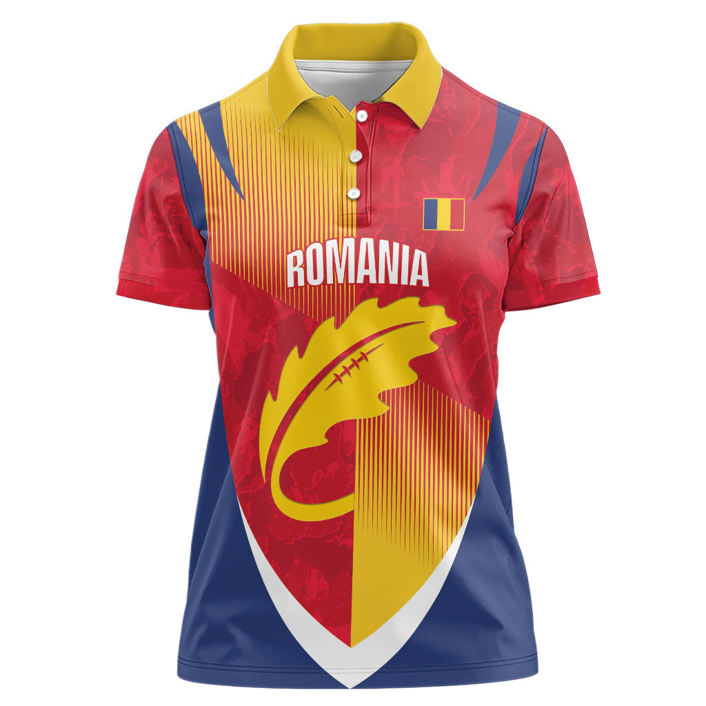 Custom Romania Rugby 2026 Women Polo Shirt Stejarii Oak Leaf Symbol
